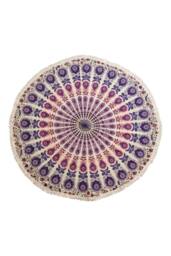KDMD Peacock Purples Mandala Roundie - 130cm Cotton Wall & Decor Art in Purple - Size: Medium - thumbnail 1