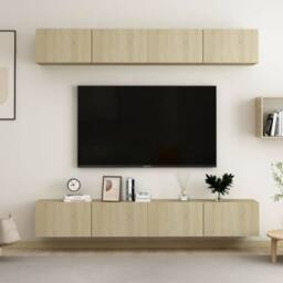 Berkfield Home TV Cabinets 4 pcs Sonoma Oak 100x30x30 cm Engineered Wood - Size: 100 x 30 x 30 cm - thumbnail 2
