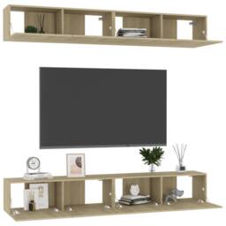 Berkfield Home TV Cabinets 4 pcs Sonoma Oak 100x30x30 cm Engineered Wood - Size: 100 x 30 x 30 cm - thumbnail 3