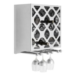 Orsina Space Saving 12 Bottle Rose Gold Finish Wine Rack, Elegant Wine Bottle Rack For Cupboard, Stylish Wine Rack in Silver - thumbnail 2