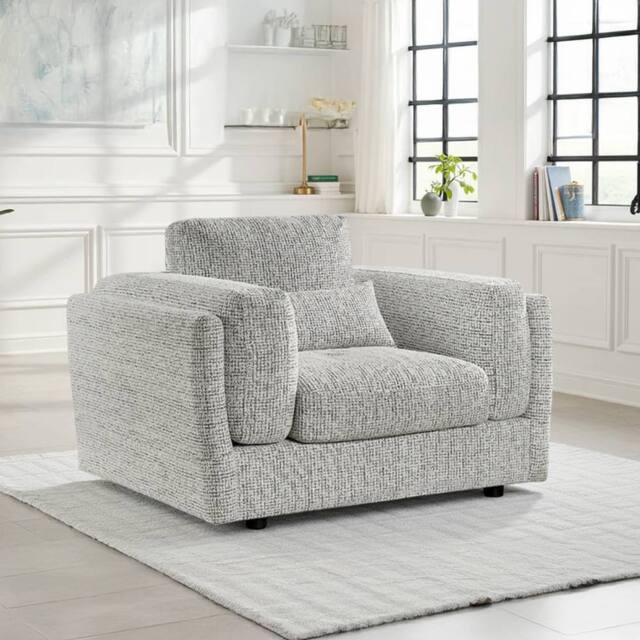 Furnishings For Less UK Bali Modern Single Seater Armchair Chenille Fabric Grey - image 1