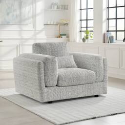 Furnishings For Less UK Bali Modern Single Seater Armchair Chenille Fabric Grey - thumbnail 1