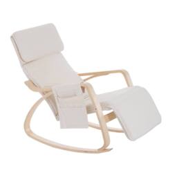 STILVORA Rocking Lounge Chair with Adjustable Leg Rest in Cream - thumbnail 3