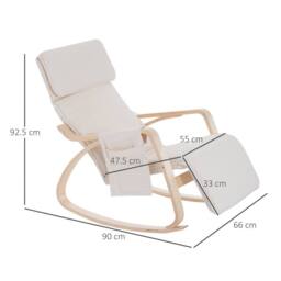 STILVORA Rocking Lounge Chair with Adjustable Leg Rest in Cream - thumbnail 2