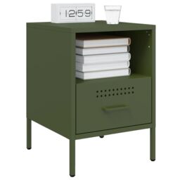 Berkfield Home Bedside Cabinets 2 pcs Olive Green 36x39x50.5 cm Steel - thumbnail 3