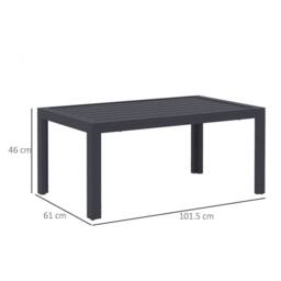 OUTSUNNY Outdoor Side Table Garden Table with Steel Frame & Slat Top Grey - thumbnail 3