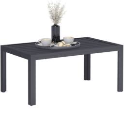 OUTSUNNY Outdoor Side Table Garden Table with Steel Frame & Slat Top Grey - thumbnail 2