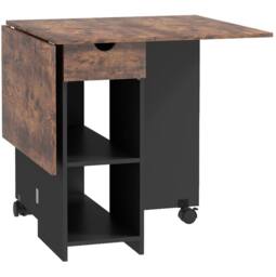 STILVORA Dining Table with Storage & Drop Leaf Rustic Brown - thumbnail 3