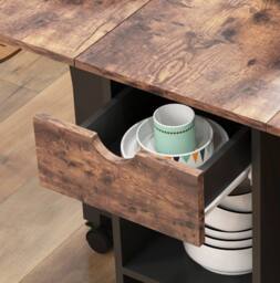 STILVORA Dining Table with Storage & Drop Leaf Rustic Brown - thumbnail 7