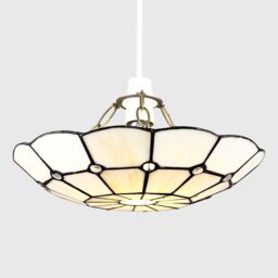 ValueLights Tiffany Cortez Cream Stained Glass Ceiling Pendant Light Lamp Shade - thumbnail 4
