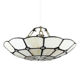 ValueLights Tiffany Cortez Cream Stained Glass Ceiling Pendant Light Lamp Shade - thumbnail 7