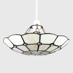 ValueLights Tiffany Cortez Cream Stained Glass Ceiling Pendant Light Lamp Shade - thumbnail 3