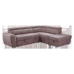 Furnishings For Less UK Nevada Large L Shaped Suede Tilting Headrest & Storage Ottoman Included Right Hand Facing in Light Brown - thumbnail 4