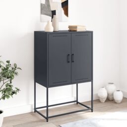 Berkfield Home TV Cabinet Black 68x39x60.5 cm Steel - thumbnail 3