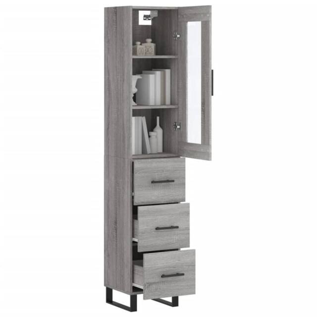 Berkfield Home Highboard Grey Sonoma 34.5x34x180 cm Engineered Wood - image 1