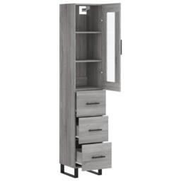 Berkfield Home Highboard Grey Sonoma 34.5x34x180 cm Engineered Wood - thumbnail 4