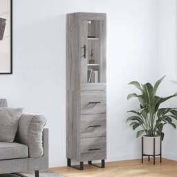 Berkfield Home Highboard Grey Sonoma 34.5x34x180 cm Engineered Wood - thumbnail 2