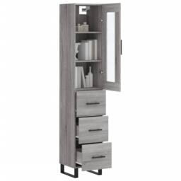 Berkfield Home Highboard Grey Sonoma 34.5x34x180 cm Engineered Wood - thumbnail 1