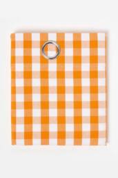Homescapes Cotton Block Check Gingham Eyelet Curtain Pair in Orange - Size: 140 cm width x 229 cm drop - thumbnail 3
