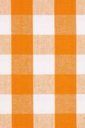 Homescapes Cotton Block Check Gingham Eyelet Curtain Pair in Orange - Size: 140 cm width x 229 cm drop - thumbnail 5