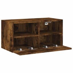 Berkfield Home TV Wall Cabinet Smoked Oak 60x30x30 cm Engineered Wood in Brown - Size: 60 x 30 x 30 cm - thumbnail 7