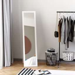 HOMCOM Full Length Mirror, Floor Standing or Wall-Mounted Long Mirror, White - thumbnail 1
