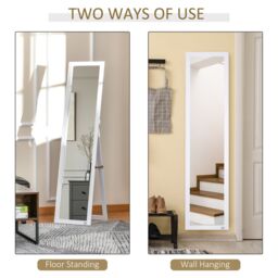 HOMCOM Full Length Mirror, Floor Standing or Wall-Mounted Long Mirror, White - thumbnail 5