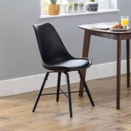 Cheshire Rosedale Elegant Black Seat & Black Legs Dining Chairs - Set of 2 - thumbnail 4