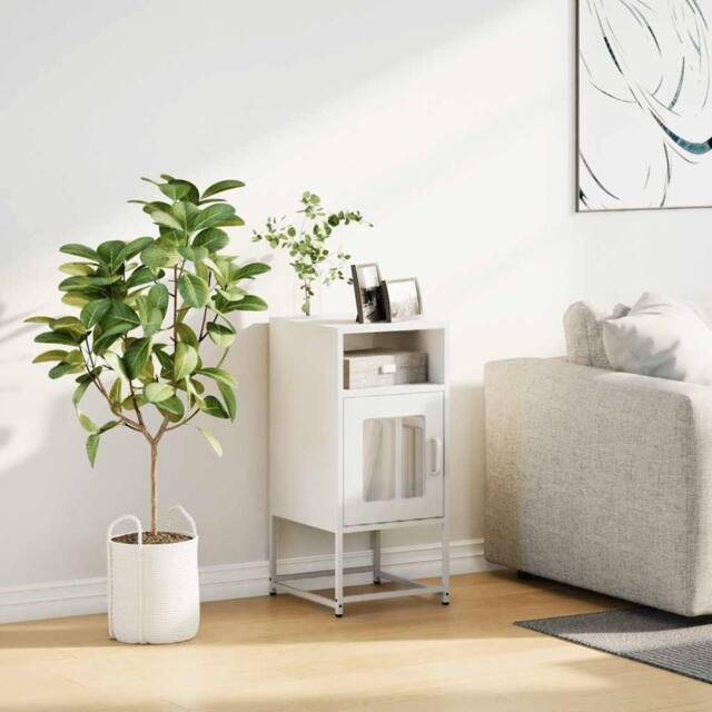 Berkfield Home Elegant Bedside Cabinet White 36x39x78 cm Cold-rolled Steel - Size: 36 x 39 x 78 cm - image 1