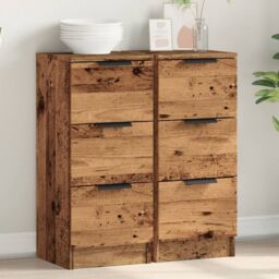 Berkfield Home Sideboards 2 pcs Old Wood 30x30x70 cm Engineered Wood in Brown - Size: 30 x 30 x 70 cm - thumbnail 1