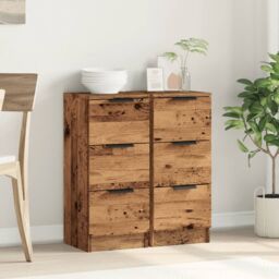 Berkfield Home Sideboards 2 pcs Old Wood 30x30x70 cm Engineered Wood in Brown - Size: 30 x 30 x 70 cm - thumbnail 3