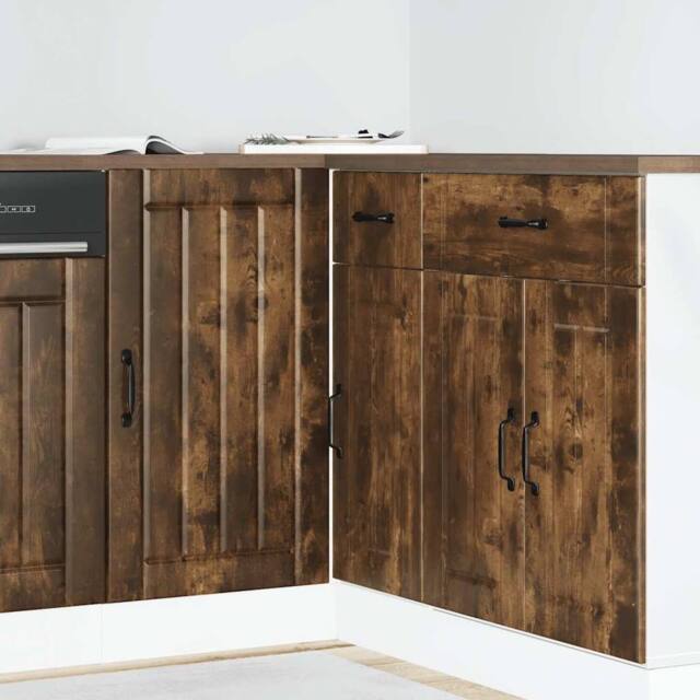 Berkfield Home Sink Base Cabinet Lucca Smoked Oak Engineered Wood in Brown - image 1