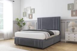 "Comfort Beds The Foxy Plush Divan Set No Drawers-54"" Headboard-Footboard in Dark Grey - Size: Double" - thumbnail 2
