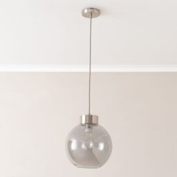 ValueLights Bellamy Smoked Glass Globe Brushed Chrome Capped Ceiling Pendant Light in Grey - thumbnail 3