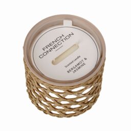 French Connection Woven Detail Stone Collection - Bergamot & Jasmine Candle 200G (1-Wick) - FCC001CS in Beige - Size: Large - thumbnail 3