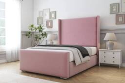 "Sloomy Devonshire Plush Frame-Mattress-50"" Upholstered Wingback Headboard in Pink - Size: Super King" - thumbnail 2