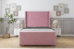"Sloomy Devonshire Plush Frame-Mattress-50"" Upholstered Wingback Headboard in Pink - Size: Super King" - thumbnail 1