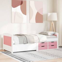 Berkfield Home Beautiful Day Bed with 5 Drawers without Mattress IRUN White&Pink in White - thumbnail 4