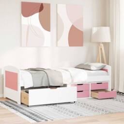 Berkfield Home Beautiful Day Bed with 5 Drawers without Mattress IRUN White&Pink in White