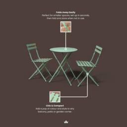 Royalcraft Padstow Folding Bistro Set Moss in Green - thumbnail 4
