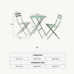 Royalcraft Padstow Folding Bistro Set Moss in Green - thumbnail 5