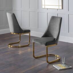 Cheshire Westbridge Elegant Grey Cantilever Dining Chairs - Set of 2 - thumbnail 5