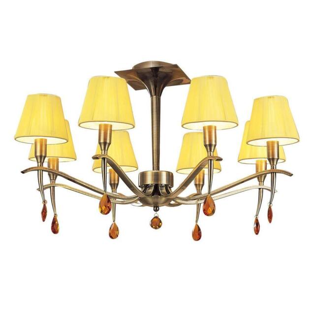 Netlighting Siena Semi Flush Round 6 Light Brass Amber Cream Shades Amber Crystal in Yellow - image 1