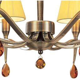 Netlighting Siena Semi Flush Round 6 Light Brass Amber Cream Shades Amber Crystal in Yellow - thumbnail 5