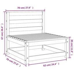 Berkfield Home Garden Sofa Armless White 70x70x67 cm Solid Wood Pine - Size: 70 x 70 x 67 cm - thumbnail 8