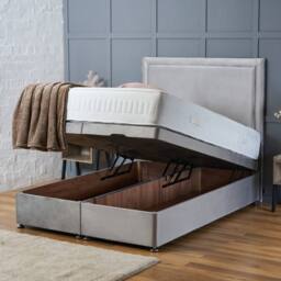 "BSSPOKE Ella Ottoman Divan Bed Plush Velvet 54"" Headboard & No Mattress in Taupe - Size: Single" - thumbnail 4