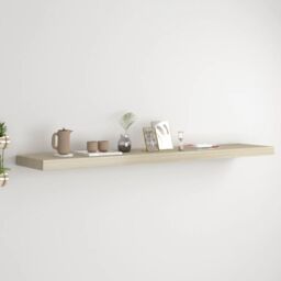 Berkfield Home Floating Wall Shelf Oak 120x23.5x3.8 cm MDF in Brown - thumbnail 1