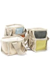 KDMD Teal Jute & Cotton Mini Shopping Basket 16x10x12cm - Size: 16 x 10 x 12 cm - thumbnail 4