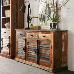 Indian Hub Coastal Large Sideboard - Wood - L40 x W140 x H80 cm in Brown - thumbnail 3