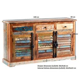 Indian Hub Coastal Large Sideboard - Wood - L40 x W140 x H80 cm in Brown - thumbnail 5